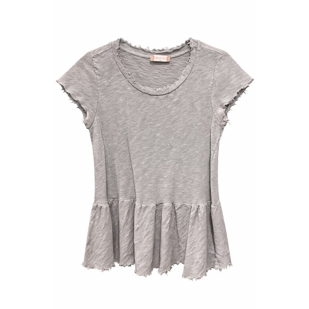Altar’d State Medium Gray Peplum Top Raw Hem Casual Minimalist Boho Chic Wn’s